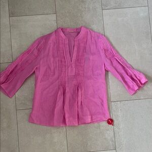 Elie Tahari pink linen blouse NWT size medium